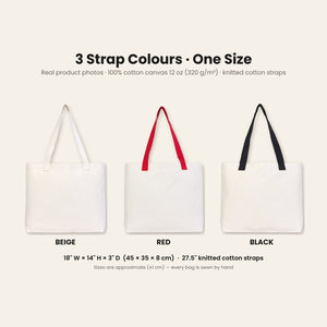 Canvas tas kerst – gebreide hengsels in beige, rood of zwart, 45 × 35 × 8 cm, 9 ontwerpen Happy New Year 2027 – katoen 320 g/m² - Pamusan.nl