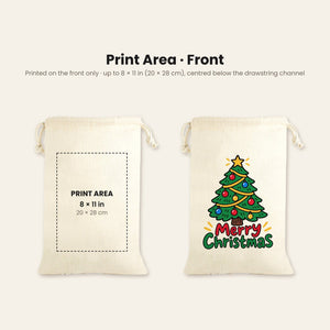 Stoffen cadeauzakjes Kerst – katoenen zak met koord 30 × 40 cm in rood, zwart of naturel, 9 ontwerpen voor Kerst & Nieuwjaar 2027 - Pamusan.nl