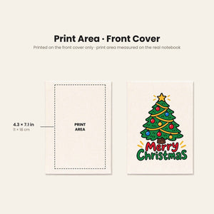 Kerst notitieboek – A5 notitieboek met canvas omslag 14 × 20 cm, 9 ontwerpen voor Kerst & Nieuwjaar 2027, naturel of zwart, 160 blanco pagina’s - Pamusan.nl