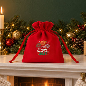 Fluwelen zakjes Kerst – feestelijk bedankje 10 × 13 cm met satijnen koord, rood, groen of zwart, 9 ontwerpen voor Kerst & Nieuwjaar 2027 - Pamusan.nl