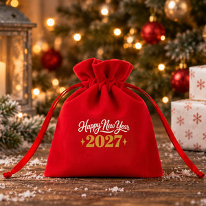 Fluwelen zakjes Kerst – feestelijk bedankje 10 × 13 cm met satijnen koord, rood, groen of zwart, 9 ontwerpen voor Kerst & Nieuwjaar 2027 - Pamusan.nl