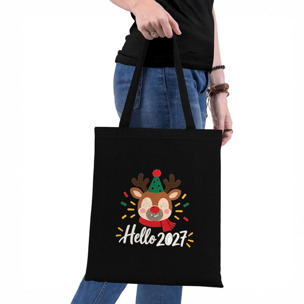 Katoenen kerst tote bag – stoffen tassen 35 × 40 cm in naturel, rood of zwart, 9 ontwerpen voor Kerst & Nieuwjaar 2027 – katoenen gabardine - Pamusan.nl