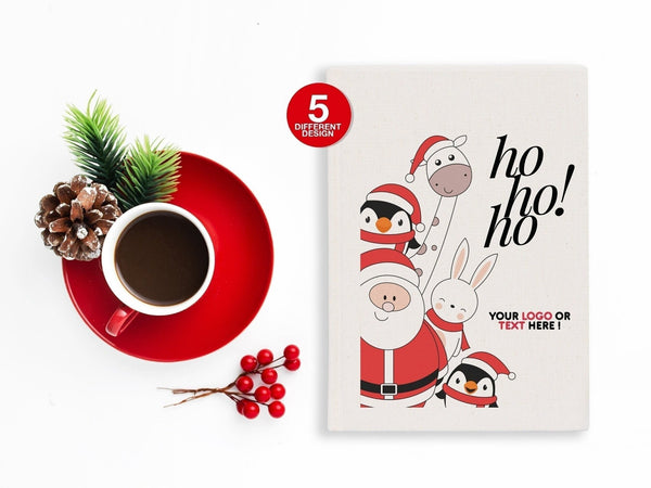 Christmas Tree Notebooks, 6" × 8" (15 × 20 cm) Personalize with Your Logo or Text — logo detail | Pamusan