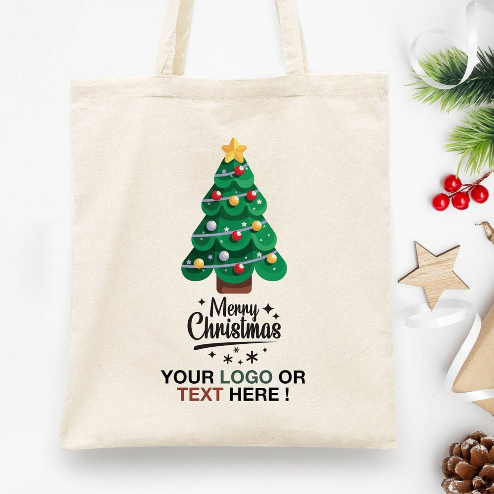 Merry Christmas Tree Tote Bag, Women's Holiday Gift, 14"W x 16"H - Pamusan.com
