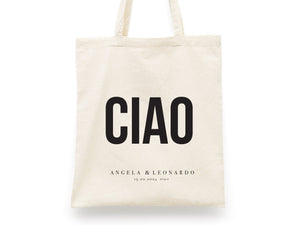 Ciao Tote Bag - Italy Wedding Tote Bag, Custom Wedding Totes, Wedding Welcome Bag - Pamusan.com