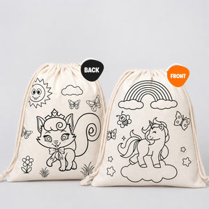 Class Painting Set – 25 Colorable Cotton Drawstring Bags 14"x16" + 4 Red Apple 12 - Color Paint Marker - Pamusan.com