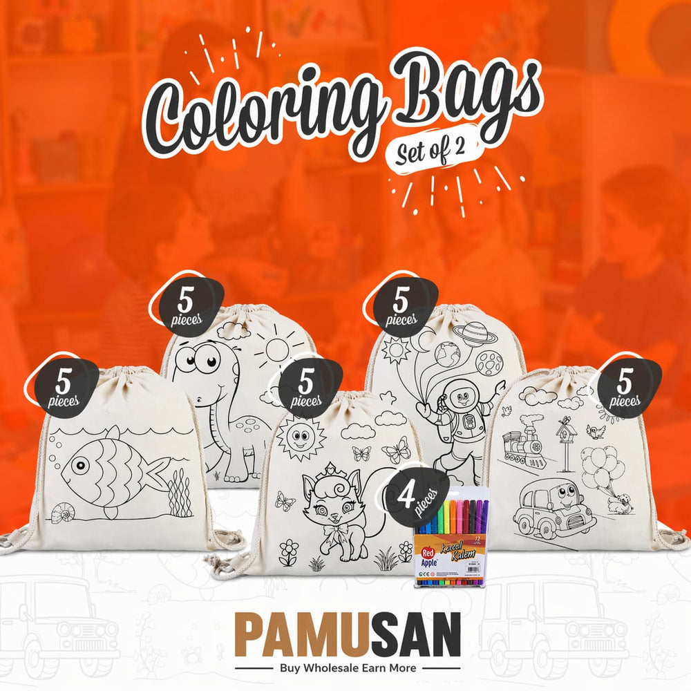 Class Painting Set – 25 Colorable Cotton Drawstring Bags 14"x16" + 4 Red Apple 12 - Color Paint Marker - Pamusan.com