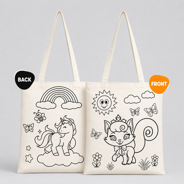 Class Painting Set – 25 Colorable Cotton Tote Bags 14"x16" + 4 Red Apple Fabric Paint Marker Sets - Pamusan.com
