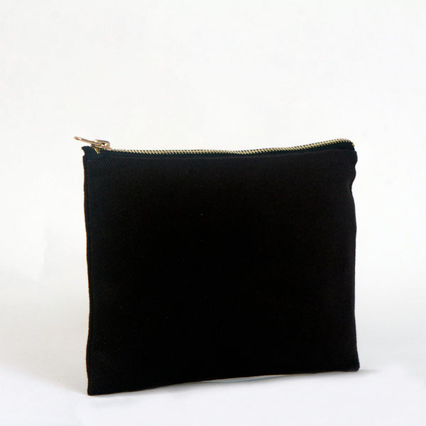 Clutch Bag Black 8"x6" – Cotton Zipper Cosmetic & Reusable Makeup Pouch - Pamusan.com