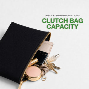 Clutch Bag Black 8"x6" – Cotton Zipper Cosmetic & Reusable Makeup Pouch - Pamusan.com