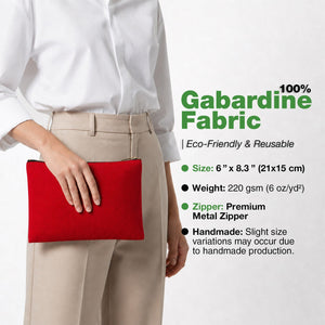 Clutch Bag Red 8"x6" – Cotton Zipper Cosmetic & Makeup Pouch - Pamusan.com