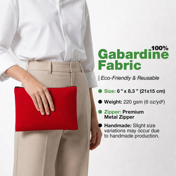 Clutch Bag Red 8"x6" – Cotton Zipper Cosmetic & Makeup Pouch - Pamusan.com