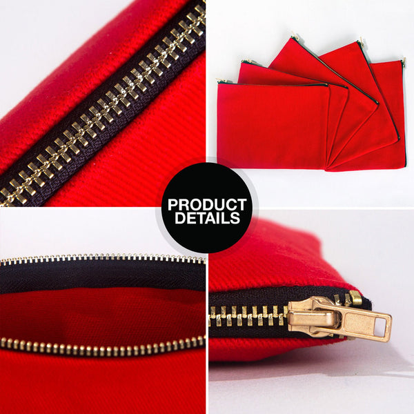 Clutch Bag Red 8"x6" – Cotton Zipper Cosmetic & Makeup Pouch - Pamusan.com