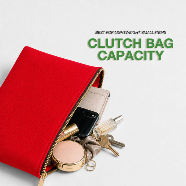 Clutch Bag Red 8"x6" – Cotton Zipper Cosmetic & Makeup Pouch - Pamusan.com