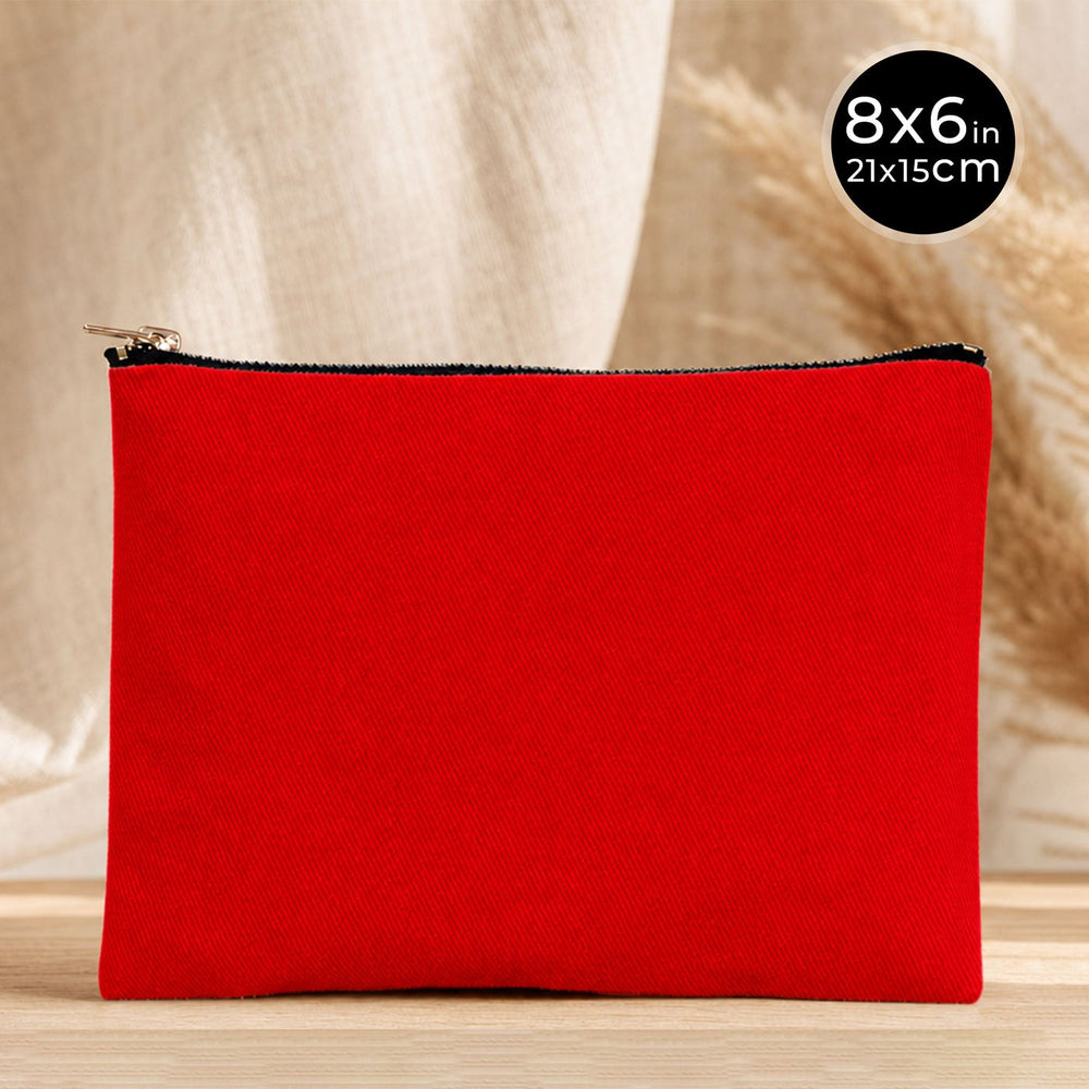 Clutch Bag Red 8"x6" – Cotton Zipper Cosmetic & Makeup Pouch - Pamusan.com