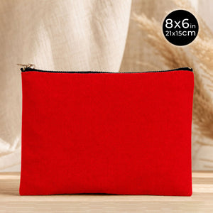 Clutch Bag Red 8"x6" – Cotton Zipper Cosmetic & Makeup Pouch - Pamusan.com