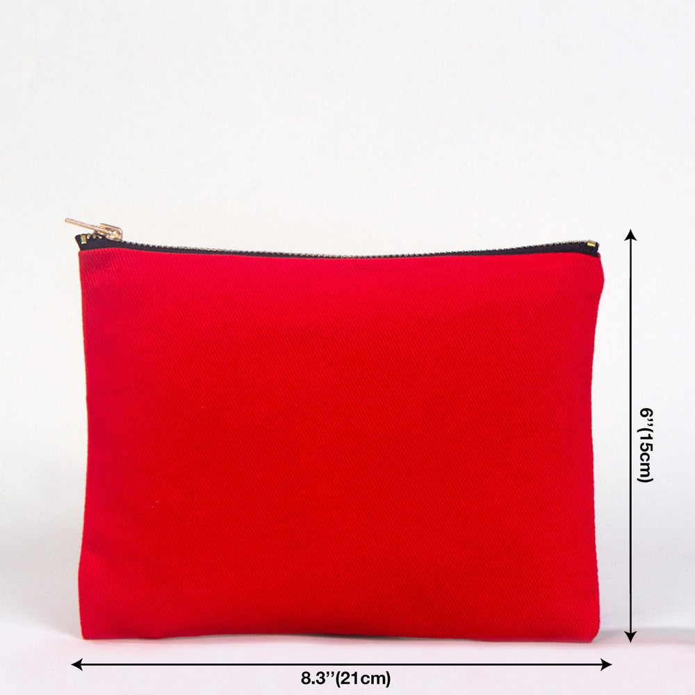 Clutch Bag Red 8"x6" – Cotton Zipper Cosmetic & Makeup Pouch - Pamusan.com