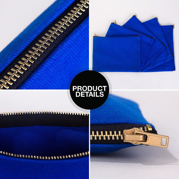 Clutch Bag Saks Blue – 8"x6" Cotton Zipper Cosmetic & Makeup Pouch - Pamusan.com
