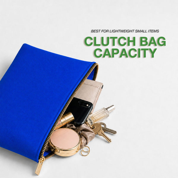 Clutch Bag Saks Blue – 8"x6" Cotton Zipper Cosmetic & Makeup Pouch - Pamusan.com