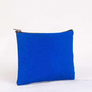 Clutch Bag Saks Blue – 8"x6" Cotton Zipper Cosmetic & Makeup Pouch - Pamusan.com