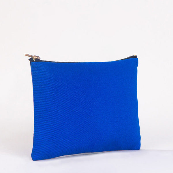 Clutch Bag Saks Blue – 8"x6" Cotton Zipper Cosmetic & Makeup Pouch - Pamusan.com