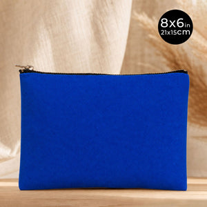 Clutch Bag Saks Blue – 8"x6" Cotton Zipper Cosmetic & Makeup Pouch - Pamusan.com