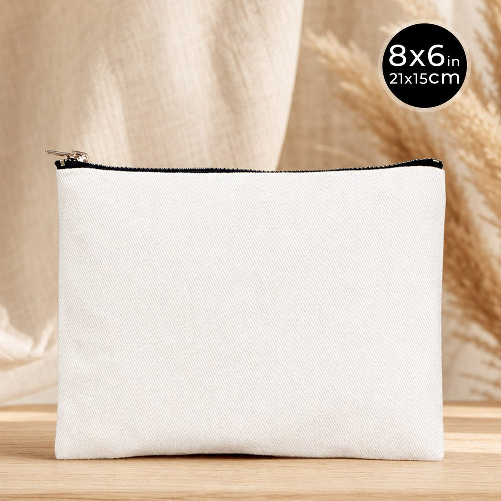 Clutch Bag White 8"x6" – Cotton Zipper Cosmetic & Makeup Pouch - Pamusan.com