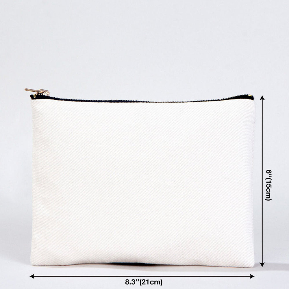 Clutch Bag White 8"x6" – Cotton Zipper Cosmetic & Makeup Pouch - Pamusan.com