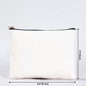 Clutch Bag White 8"x6" – Cotton Zipper Cosmetic & Makeup Pouch - Pamusan.com