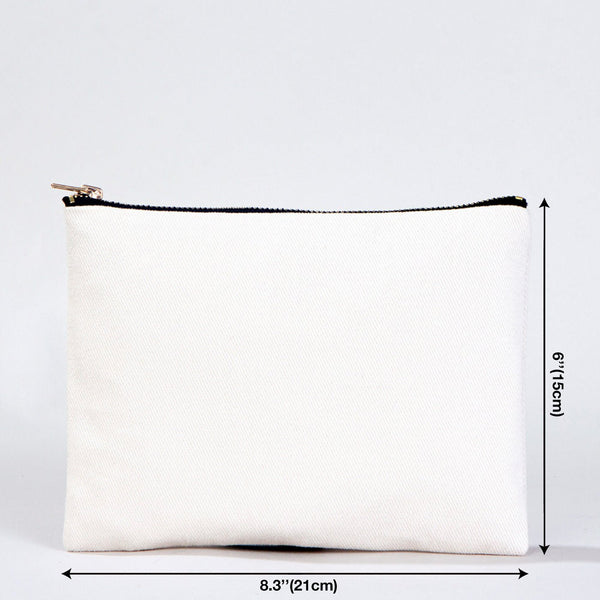 Clutch Bag White 8"x6" – Cotton Zipper Cosmetic & Makeup Pouch - Pamusan.com