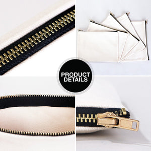 Clutch Bag White 8"x6" – Cotton Zipper Cosmetic & Makeup Pouch - Pamusan.com
