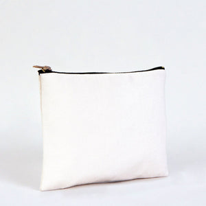 Clutch Bag White 8"x6" – Cotton Zipper Cosmetic & Makeup Pouch - Pamusan.com
