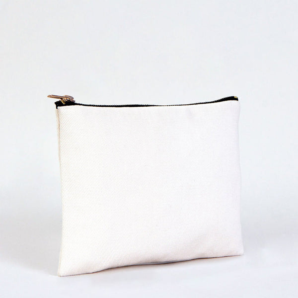 Clutch Bag White 8"x6" – Cotton Zipper Cosmetic & Makeup Pouch - Pamusan.com