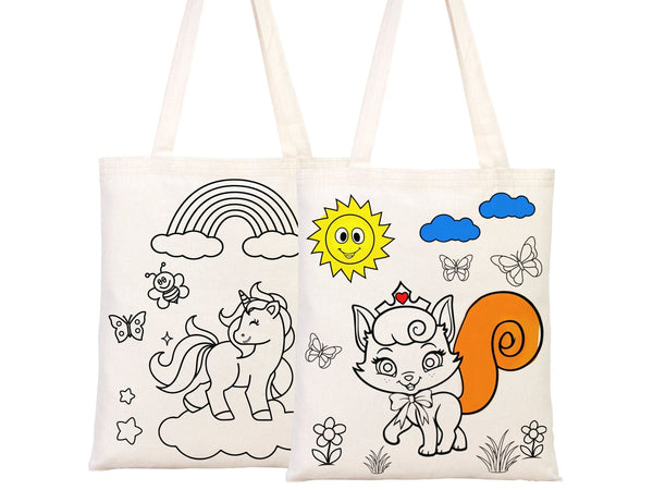 Coloring Tote Bag for Kids – Unicorn & Cat Design – Washable Cotton Art Bag (No Pencil) — view 7 | Pamusan
