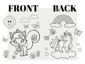 Coloring Tote Bag for Kids – Unicorn & Cat Design – Washable Cotton Art Bag (No Pencil) — back view | Pamusan