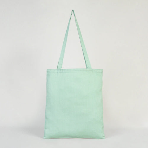 Mint green tote bag on a light gray background