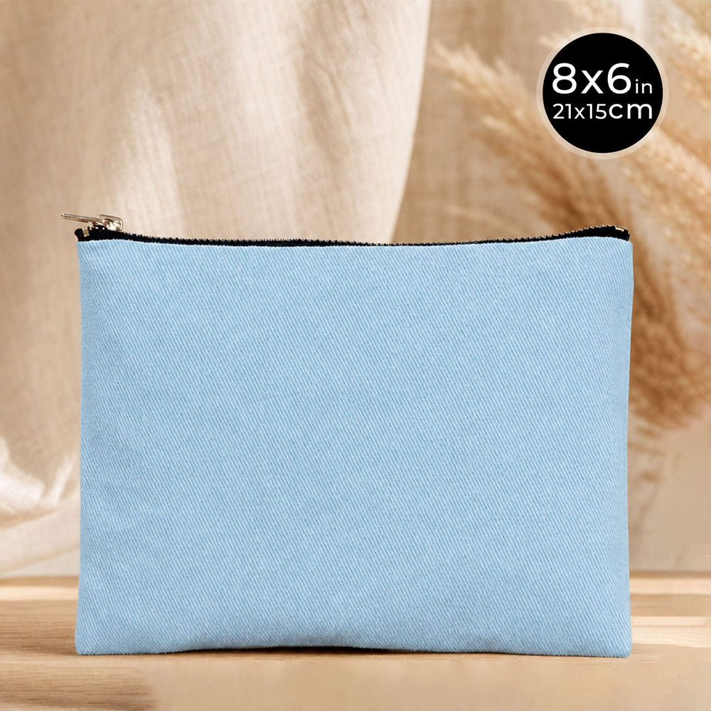 Cotton Clutch Bag Light Blue – 8"x6" Reusable Cosmetic Pouch - Pamusan.com