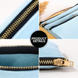 Cotton Clutch Bag Light Blue – 8"x6" Reusable Cosmetic Pouch - Pamusan.com