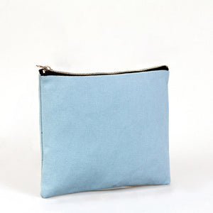 Cotton Clutch Bag Light Blue – 8"x6" Reusable Cosmetic Pouch - Pamusan.com