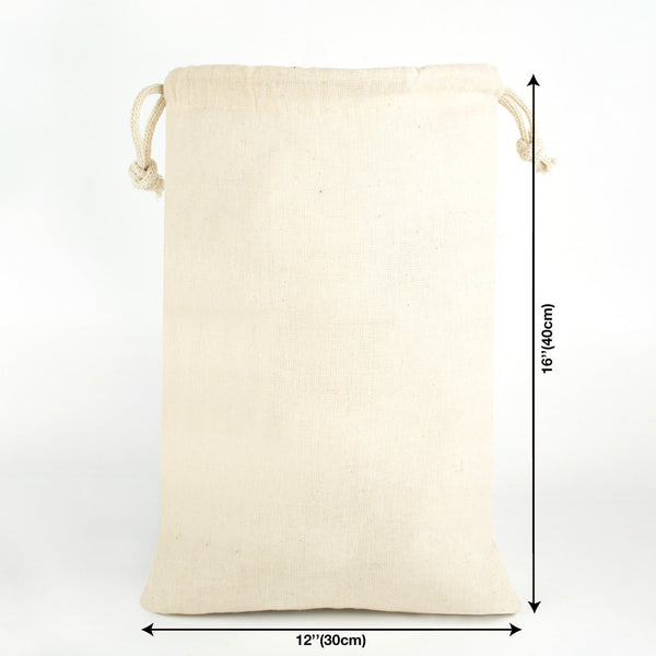 Cotton Drawstring Pouch 12"x16" | Eco Reusable Gift & Storage Bag - Pamusan.com