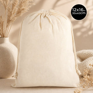 Cotton Drawstring Pouch 12"x16" | Eco Reusable Gift & Storage Bag - Pamusan.com