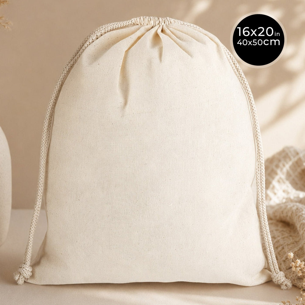 Cotton Drawstring Pouch 16"x20" | Natural Large Favor & Gift Bag - Pamusan.com