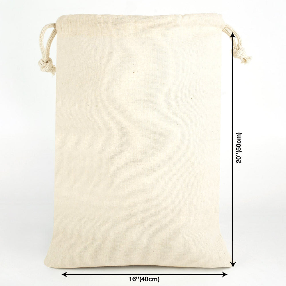 Cotton Drawstring Pouch 16"x20" | Natural Large Favor & Gift Bag - Pamusan.com
