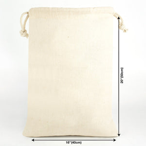Cotton Drawstring Pouch 16"x20" | Natural Large Favor & Gift Bag - Pamusan.com