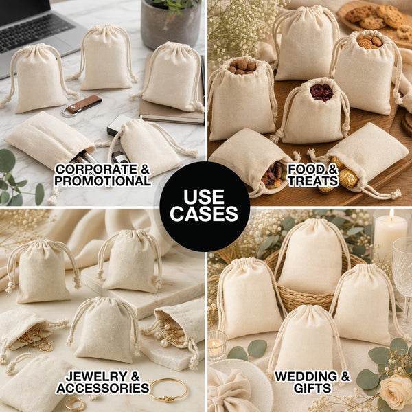 Cotton Drawstring Pouch 4"x5" | Natural Favor & Gift Bag - Pamusan.com