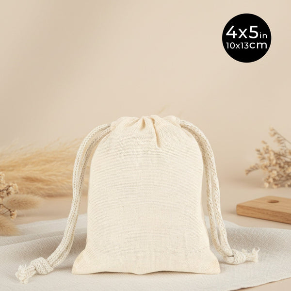 Cotton Drawstring Pouch 4"x5" | Natural Favor & Gift Bag - Pamusan.com