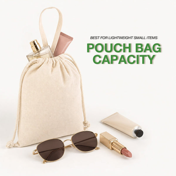 Cotton Drawstring Pouch 6"x8" | Natural Favor Bag with Short Handle - Pamusan.com