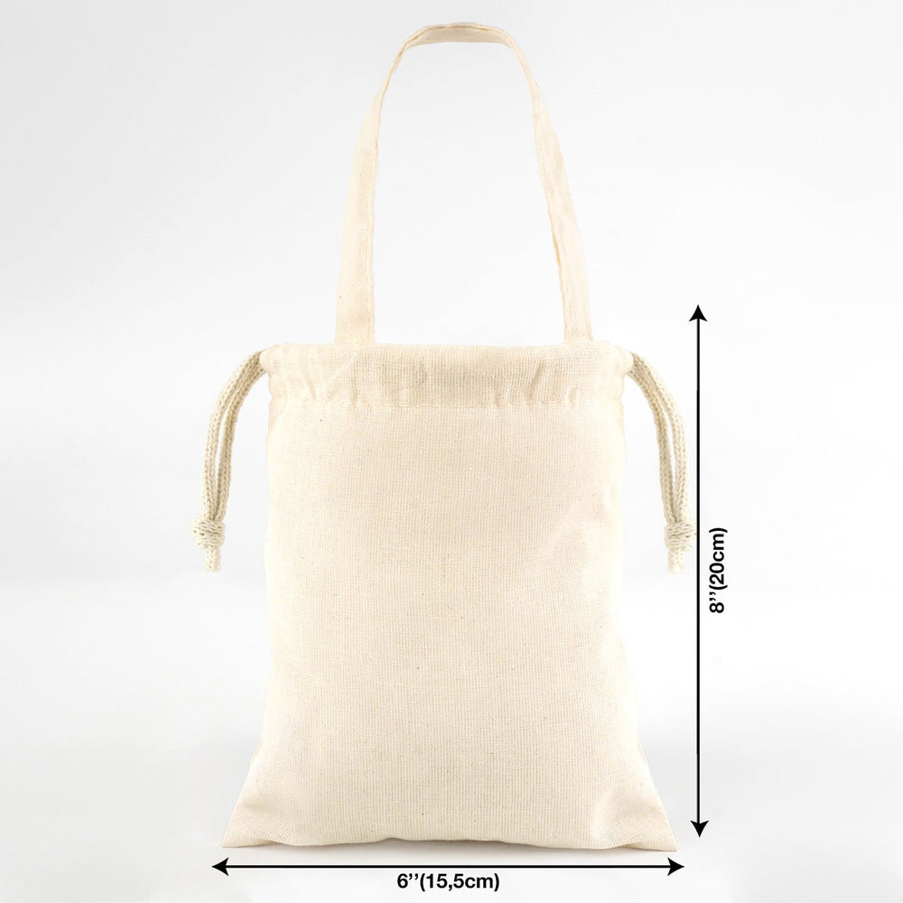 Cotton Drawstring Pouch 6"x8" | Natural Favor Bag with Short Handle - Pamusan.com