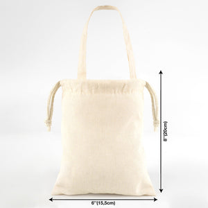 Cotton Drawstring Pouch 6"x8" | Natural Favor Bag with Short Handle - Pamusan.com