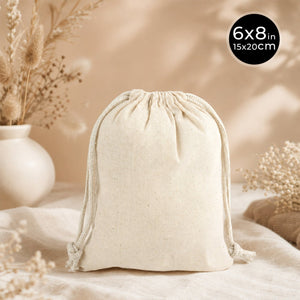 Cotton Drawstring Pouch 6"x8" | Natural Favor & Gift Bag - Pamusan.com